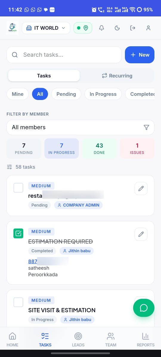 TaskUndo tasks list with filters